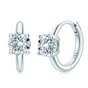 1.0CTW. Round Cut White/Black Moissanite Huggie Hoop Earrings