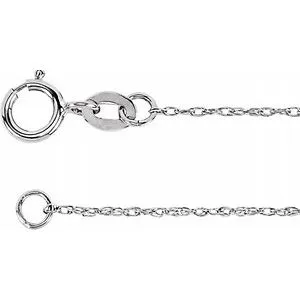 10K White 1 mm Solid Rope 18" Chain