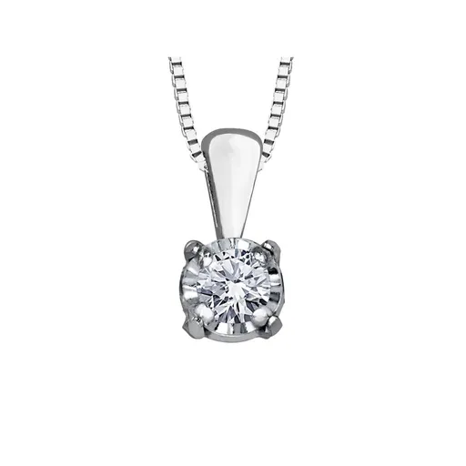 10K White Gold (0.03ct) Illusion Set Diamond Solitaire Pendant
