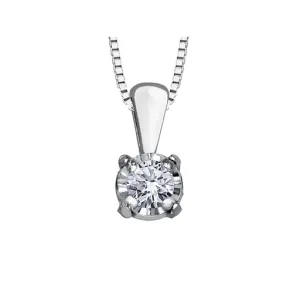10K White Gold (0.03ct) Illusion Set Diamond Solitaire Pendant