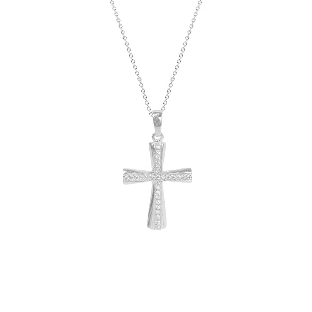 10k White Gold Diamond Cross Pendant