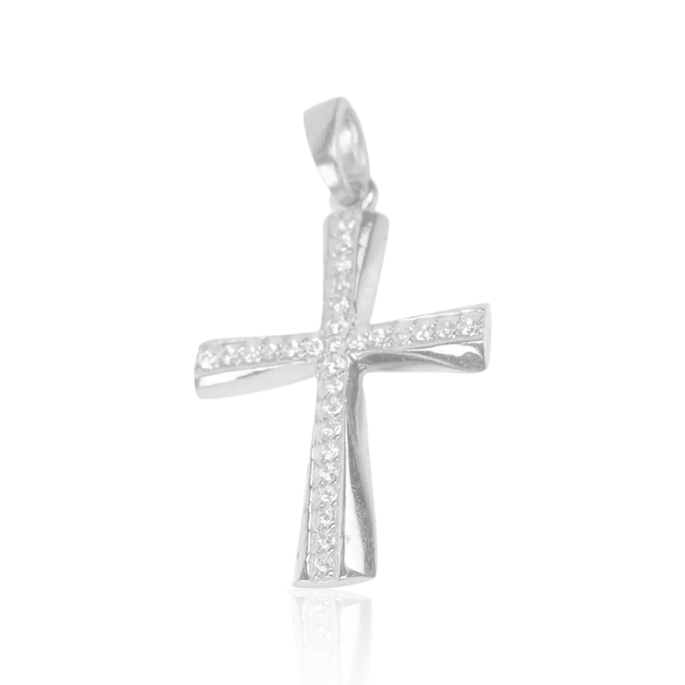10k White Gold Diamond Cross Pendant