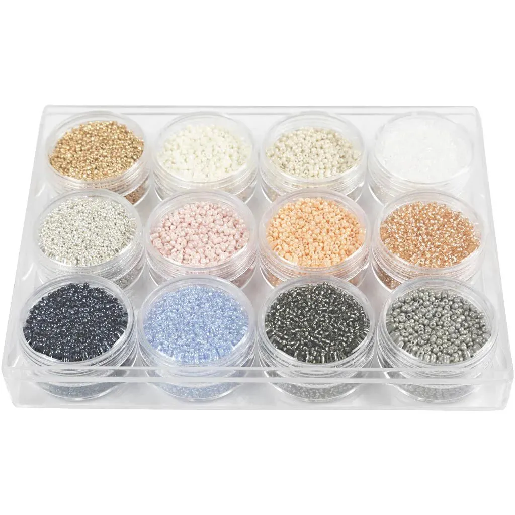 12 Pack Mute Colored Rocaille Seed Beads  – Make Personalized Bracelets Necklaces & Earrings