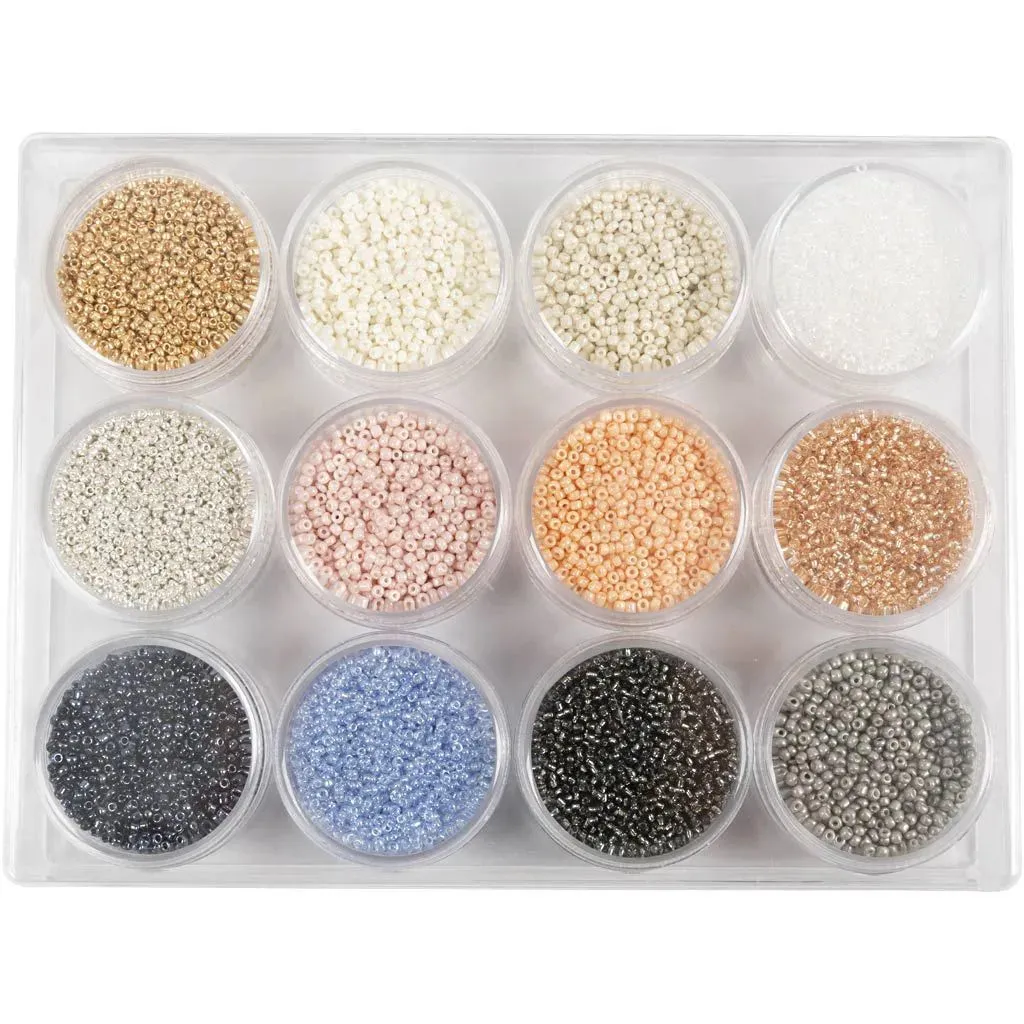 12 Pack Mute Colored Rocaille Seed Beads  – Make Personalized Bracelets Necklaces & Earrings