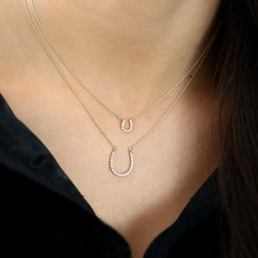 14k Diamond Large Horseshoe Necklace