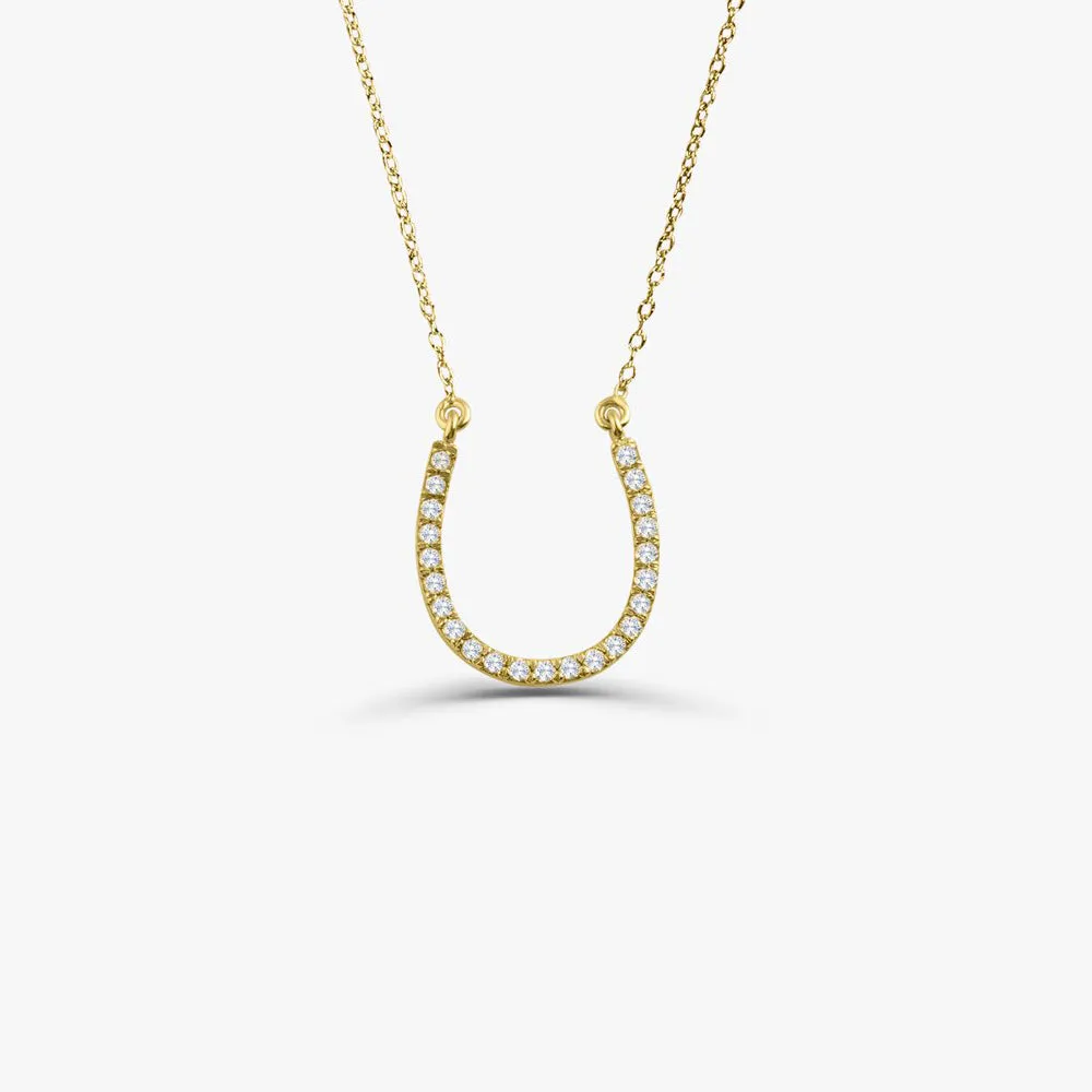 14k Diamond Large Horseshoe Necklace