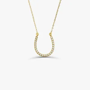 14k Diamond Large Horseshoe Necklace
