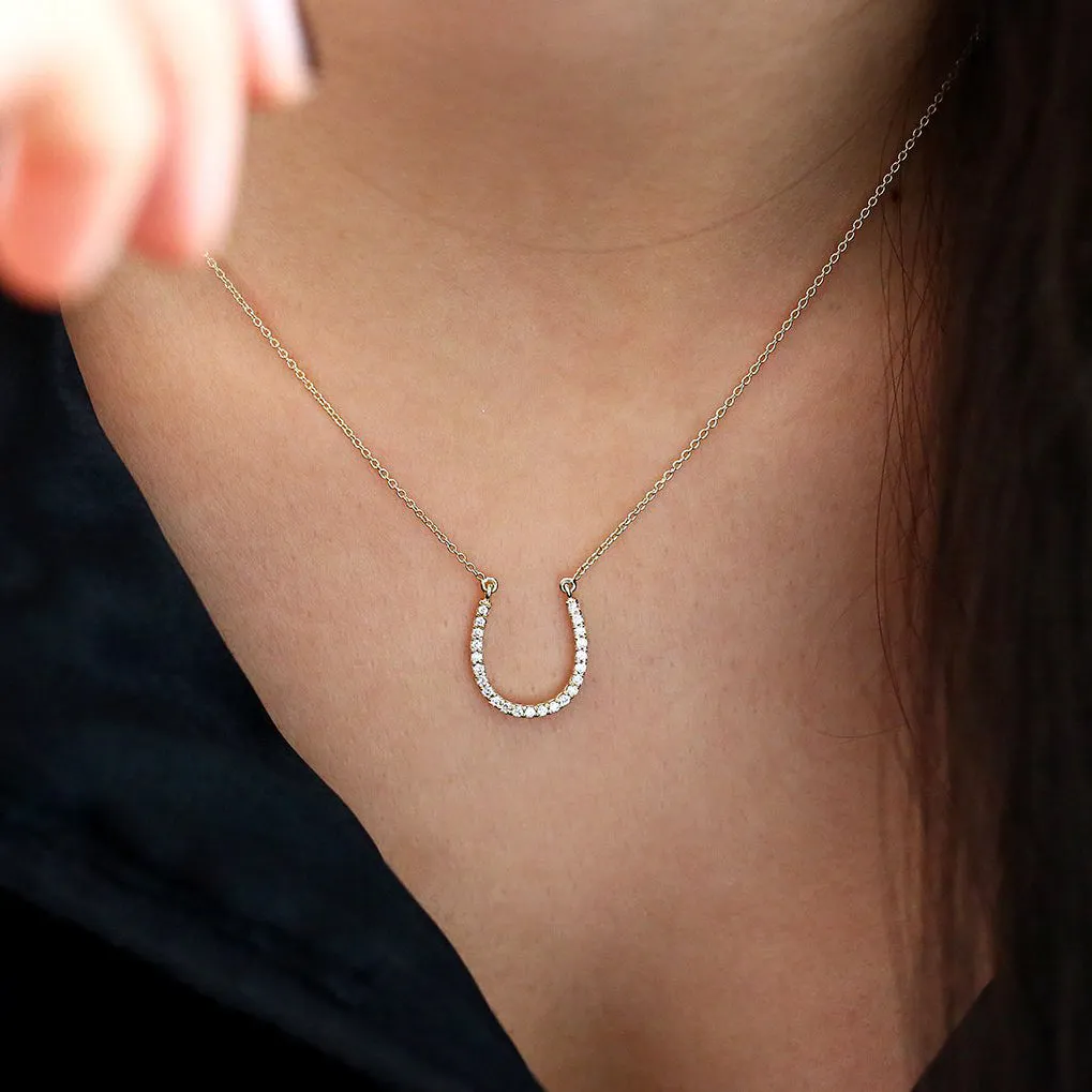 14k Diamond Large Horseshoe Necklace