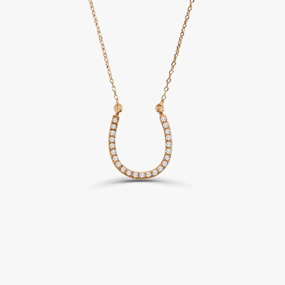 14k Diamond Large Horseshoe Necklace