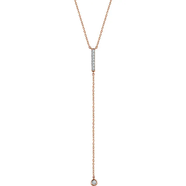 14K Gold 1/8 CTW Diamond Bar Y 16-18" Necklace
