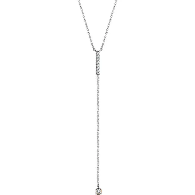 14K Gold 1/8 CTW Diamond Bar Y 16-18" Necklace