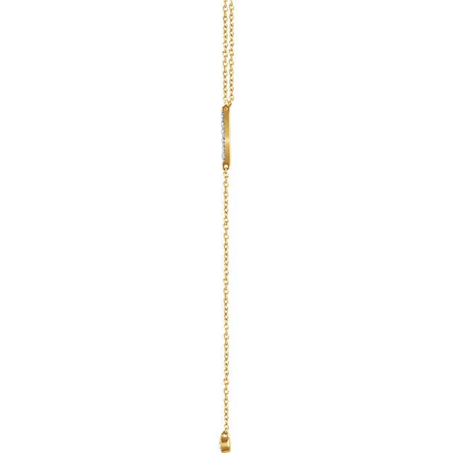 14K Gold 1/8 CTW Diamond Bar Y 16-18" Necklace