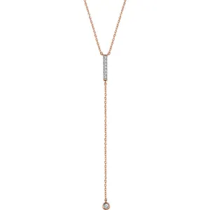 14K Gold 1/8 CTW Diamond Bar Y 16-18" Necklace