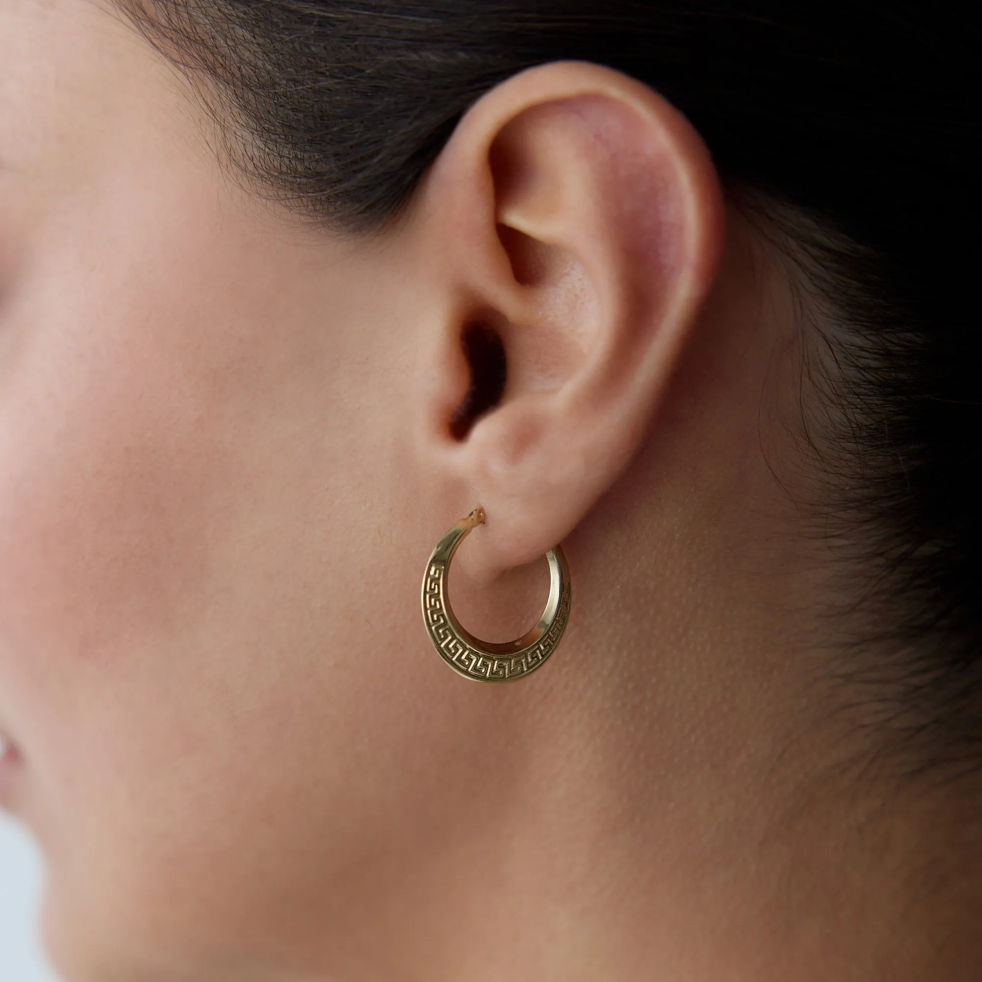 14k Gold Hoop Earrings Greek Earring