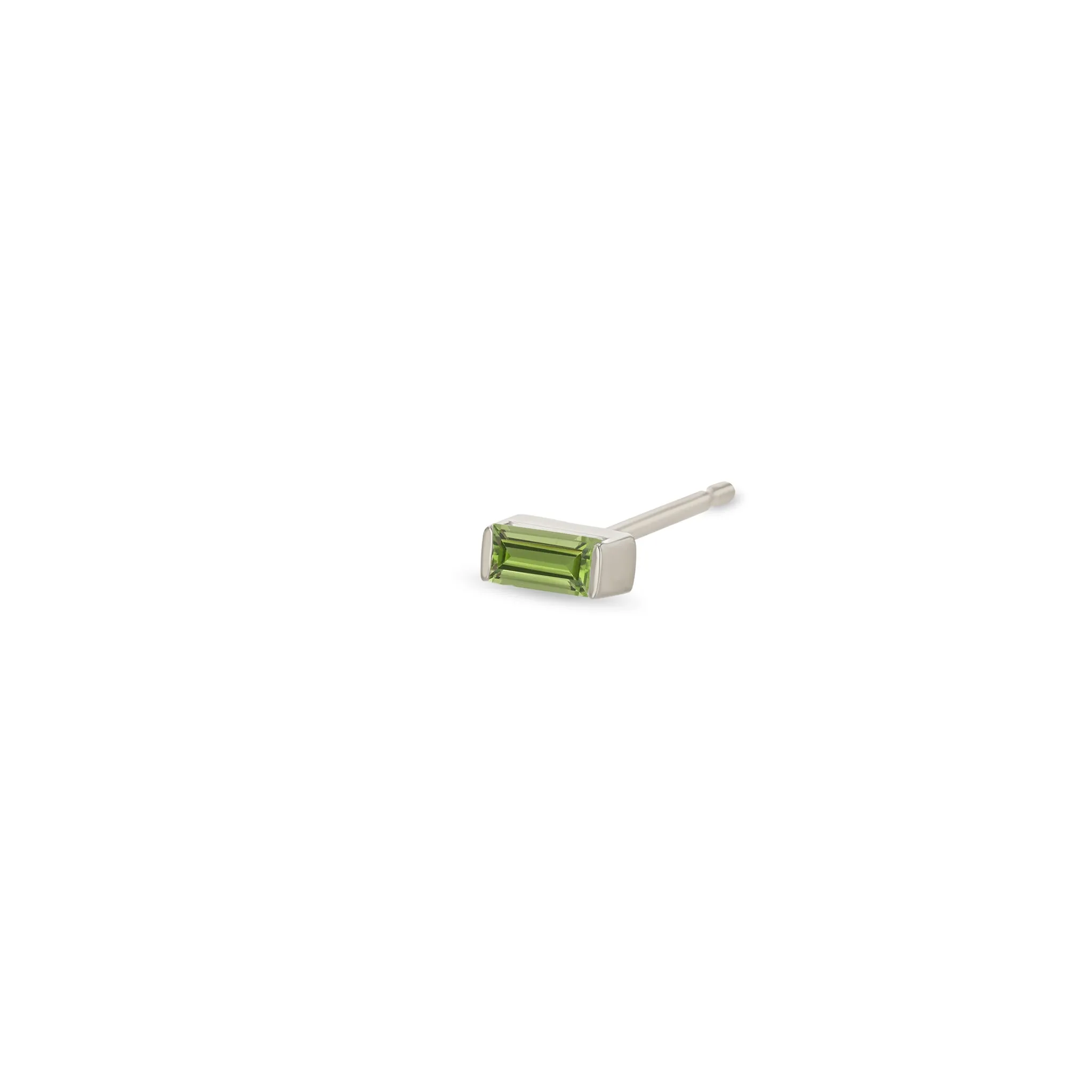 14k Peridot Baguette Studs | August Birthstone