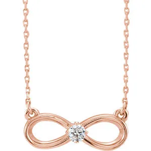 14K Rose 1/10 CT Diamond Infinity-Inspired 16-18" Necklace