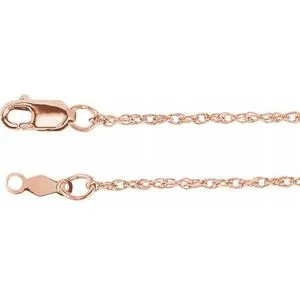 14K Rose 1.25 mm Rope 16" Chain