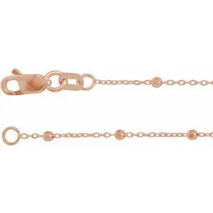 14K Rose 1.7 mm Cable 20" Chain with Faceted Beads