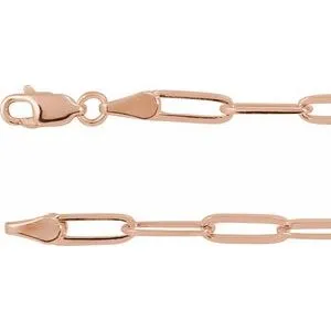 14K Rose 3.85 mm Paperclip-Style 16" Chain