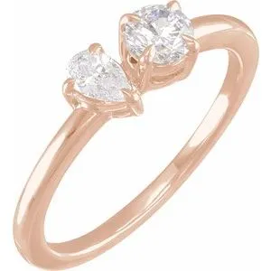 14K Rose 5/8 CTW Lab-Grown Diamond Two-Stone Ring