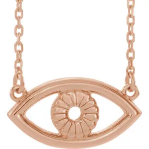 14K Rose Evil Eye 18" Necklace