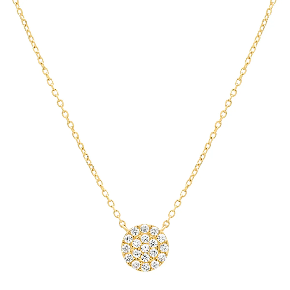 14k Solid Gold CZ Pave Necklace