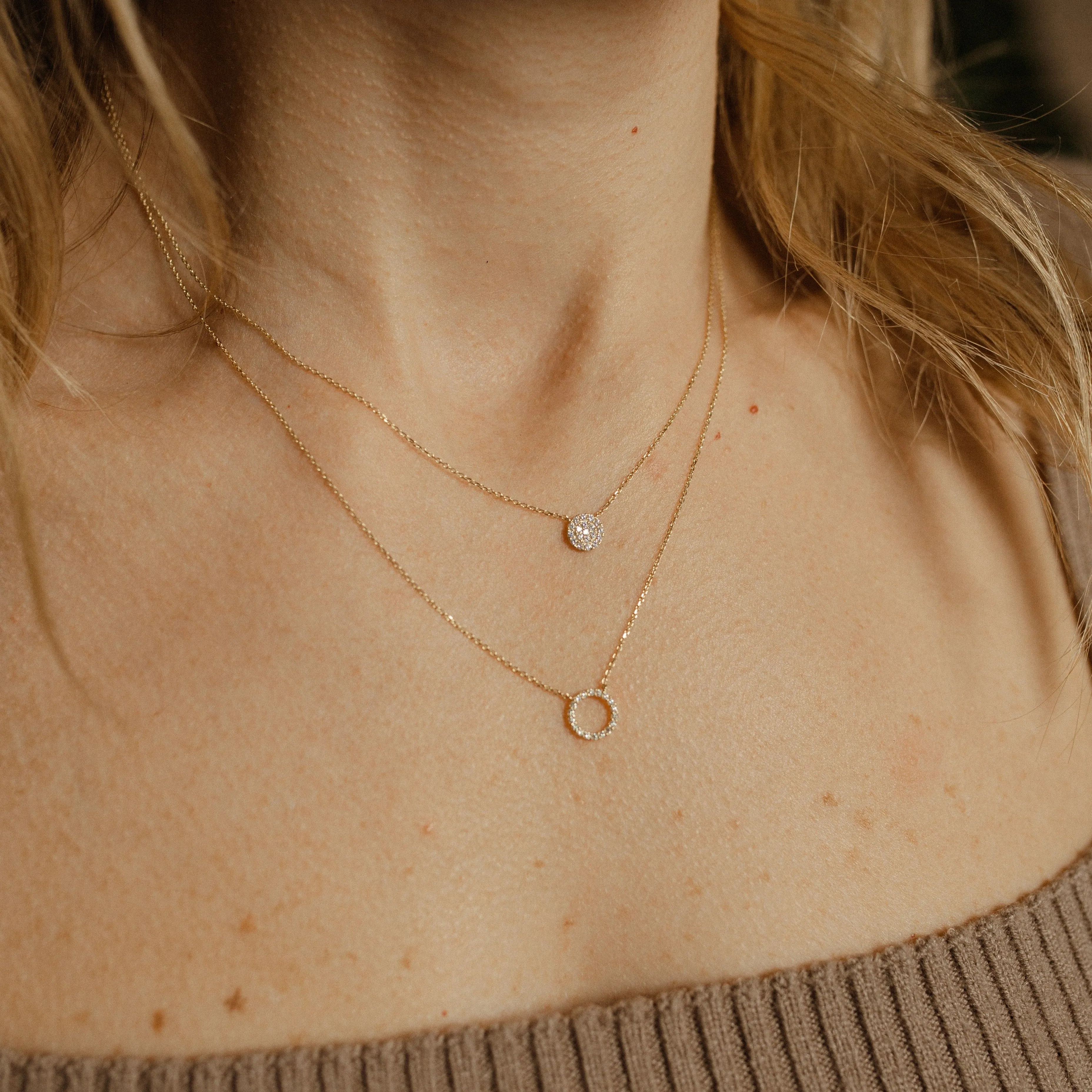 14k Solid Gold CZ Pave Necklace