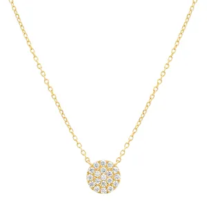 14k Solid Gold CZ Pave Necklace