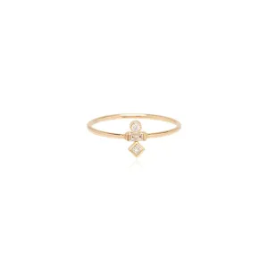 14K Stacked Mix Cut Diamond Ring