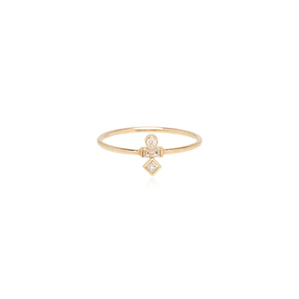 14K Stacked Mix Cut Diamond Ring