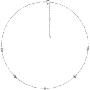 14K White 1/6 CTW Diamond 5-Station 18" Necklace