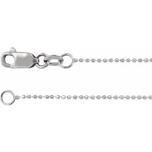 14K White 1mm Diamond-Cut Bead 18" Chain