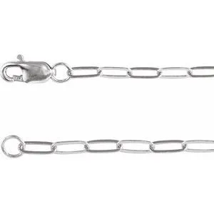 14K White 2.1 mm Paperclip-Style 20" Chain
