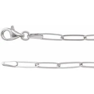 14K White 2.6 mm Elongated Link 16" Chain
