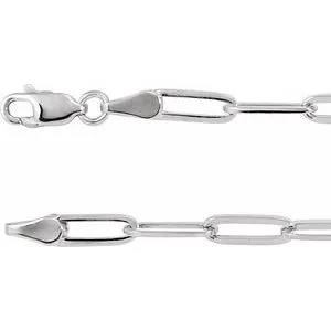 14K White 3.85 mm Paperclip-Style 16" Chain