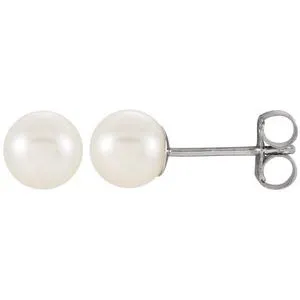 14K White 5-5.5 mm Freshwater Cultured Pearl Earrings