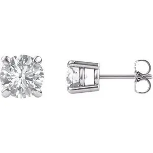 14K White 6.5 mm Round Forever One™ Moissanite Earrings
