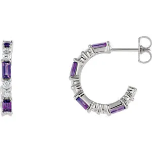 14K White Amethyst & 1/2 CTW Diamond Earrings