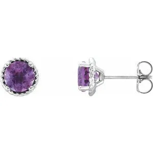 14K White Amethyst Rope Earrings