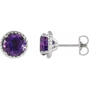 14K White Amethyst Rope Earrings