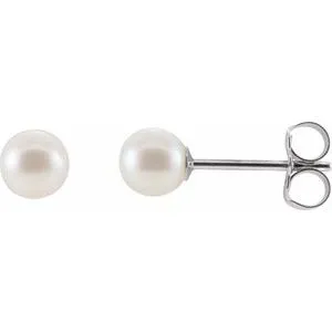 14K White Freshwater Cultured Pearl Earrings