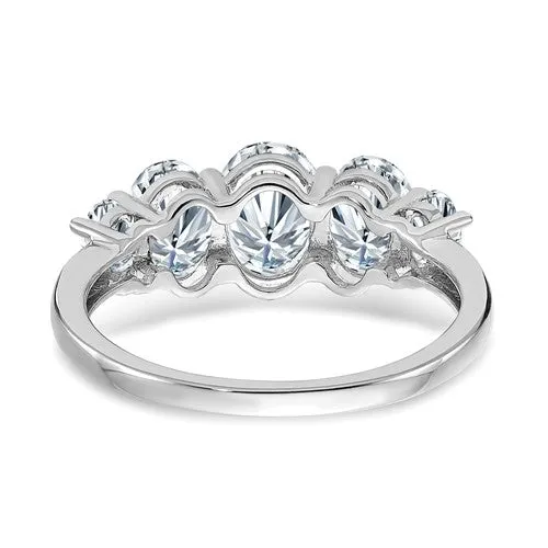14k White Gold 3.5 CTW 5 Stone Oval Moissanite Ring