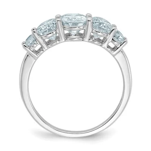 14k White Gold 3.5 CTW 5 Stone Oval Moissanite Ring