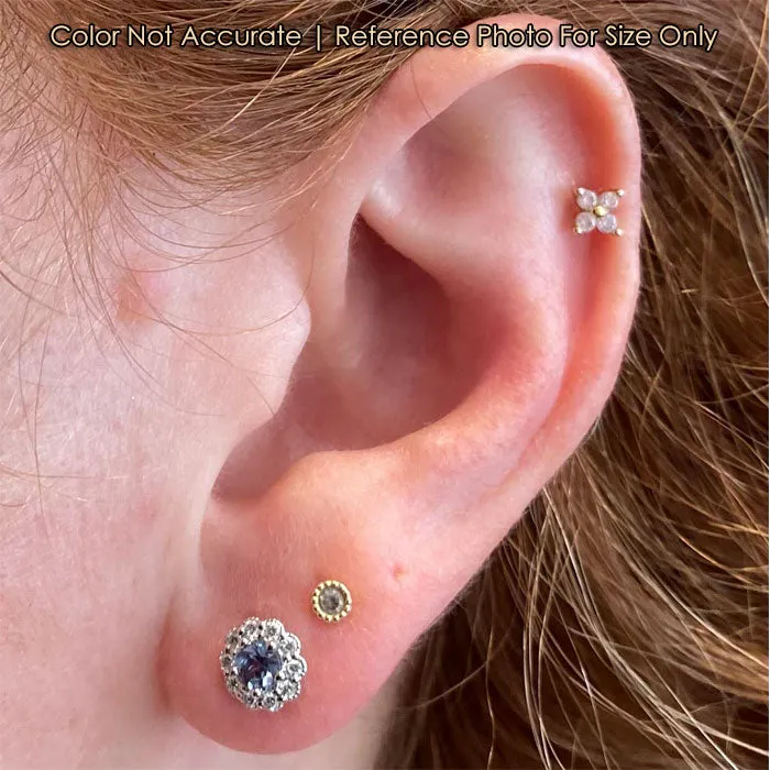 14K White Gold Alexandrite And Diamond Halo Stud Earrings