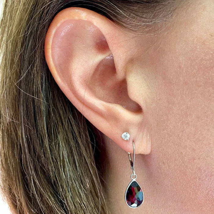 14K White Gold Garnet Dangle Pierced Earrings 6.82 Carats
