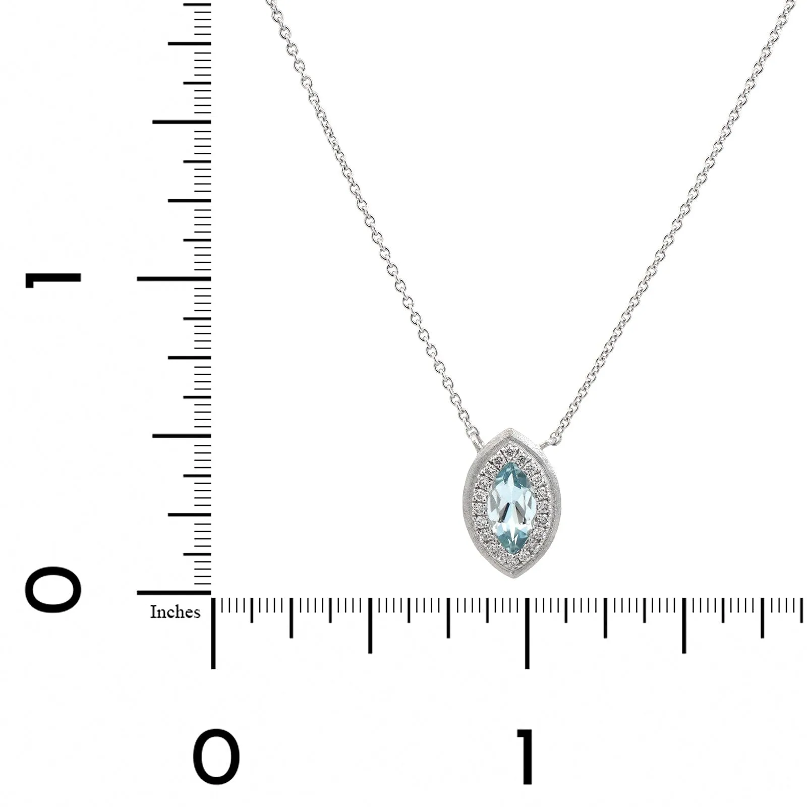 14K White Gold Marquise Aquamarine Pendant Necklace