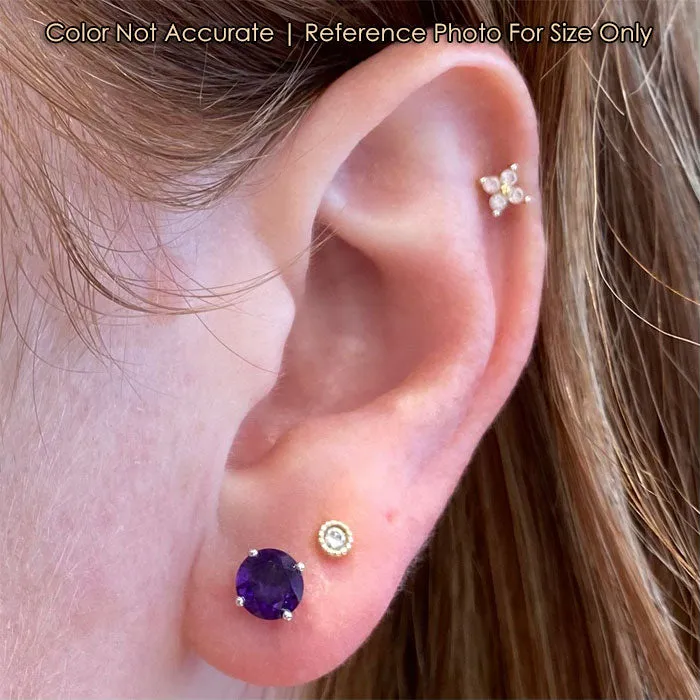 14K White Gold Round Brilliant Amethyst Studs 1.06 Carats