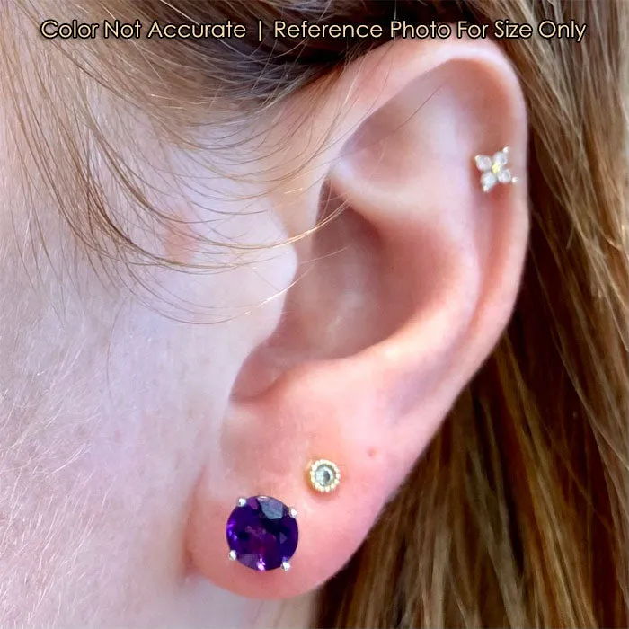 14K White Gold Round Brilliant Cut Amethyst Stud Earrings 1.76 Carats