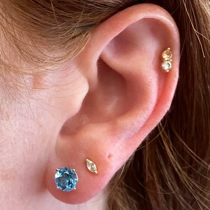 14K White Gold Swiss Blue Topaz Stud Earrings 1.82 Carats