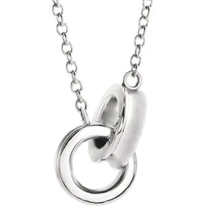 14K White Interlocking Rings 16" Necklace
